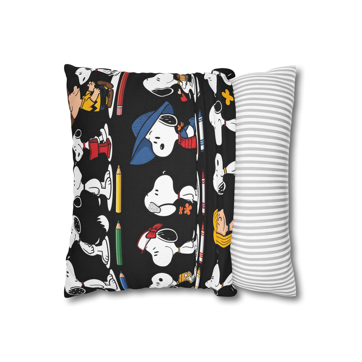 Retro Cartoon Character Throw Pillowcase — Patterned Square Pillow Cover