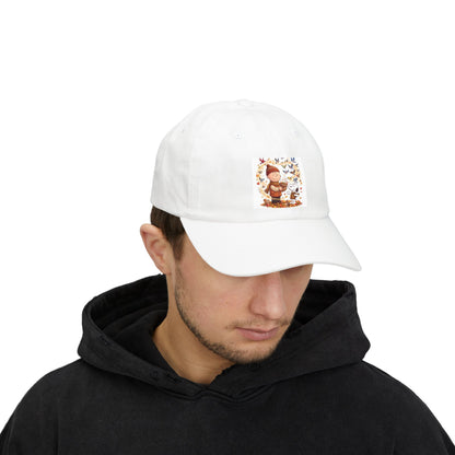 Nostalgic Comic Pup White Dad Cap — Classic Cotton Baseball Hat