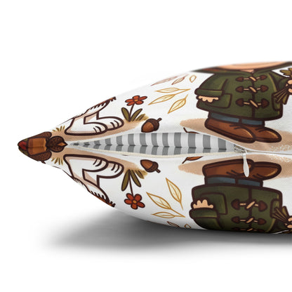Autumn Leaves & Cute Pup Pillow Cover — Cozy Home Decor