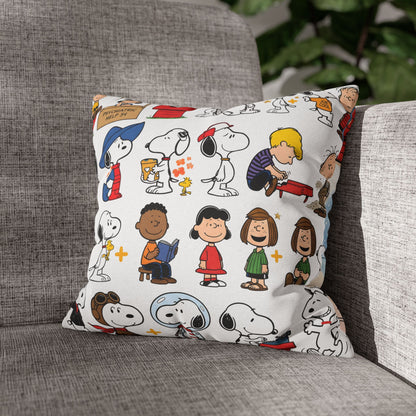 Vintage Comic Strip Throw Pillow - Cute Cartoon Characters Allover Print