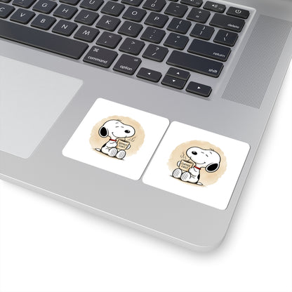 Comic Pup Coffee Kiss-Cut Sticker Set – Cute Laptop & Planner Decals (Coffee First)