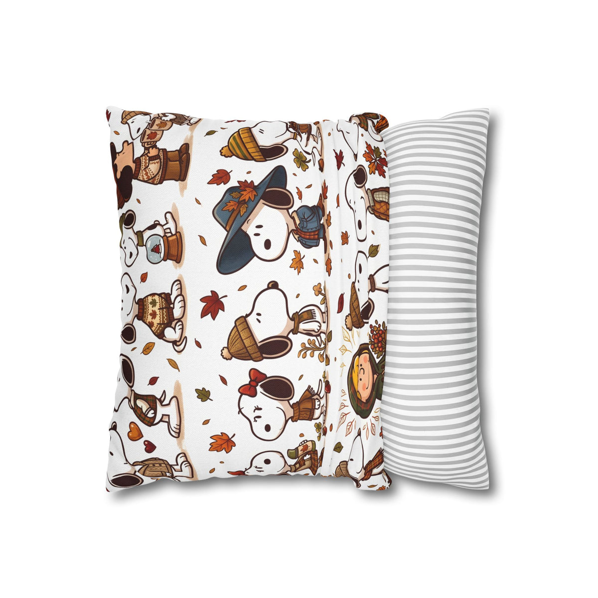 Autumn Leaves & Cute Pup Pillow Cover — Cozy Home Decor