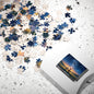 Starry Night Bench Jigsaw Puzzle — Cute Couple Meteor Shower Puzzle (110–1014 Pieces)