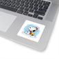 Winter Kiss-Cut Sticker — Holiday Snow Scene Comic Pup Laptop Decal