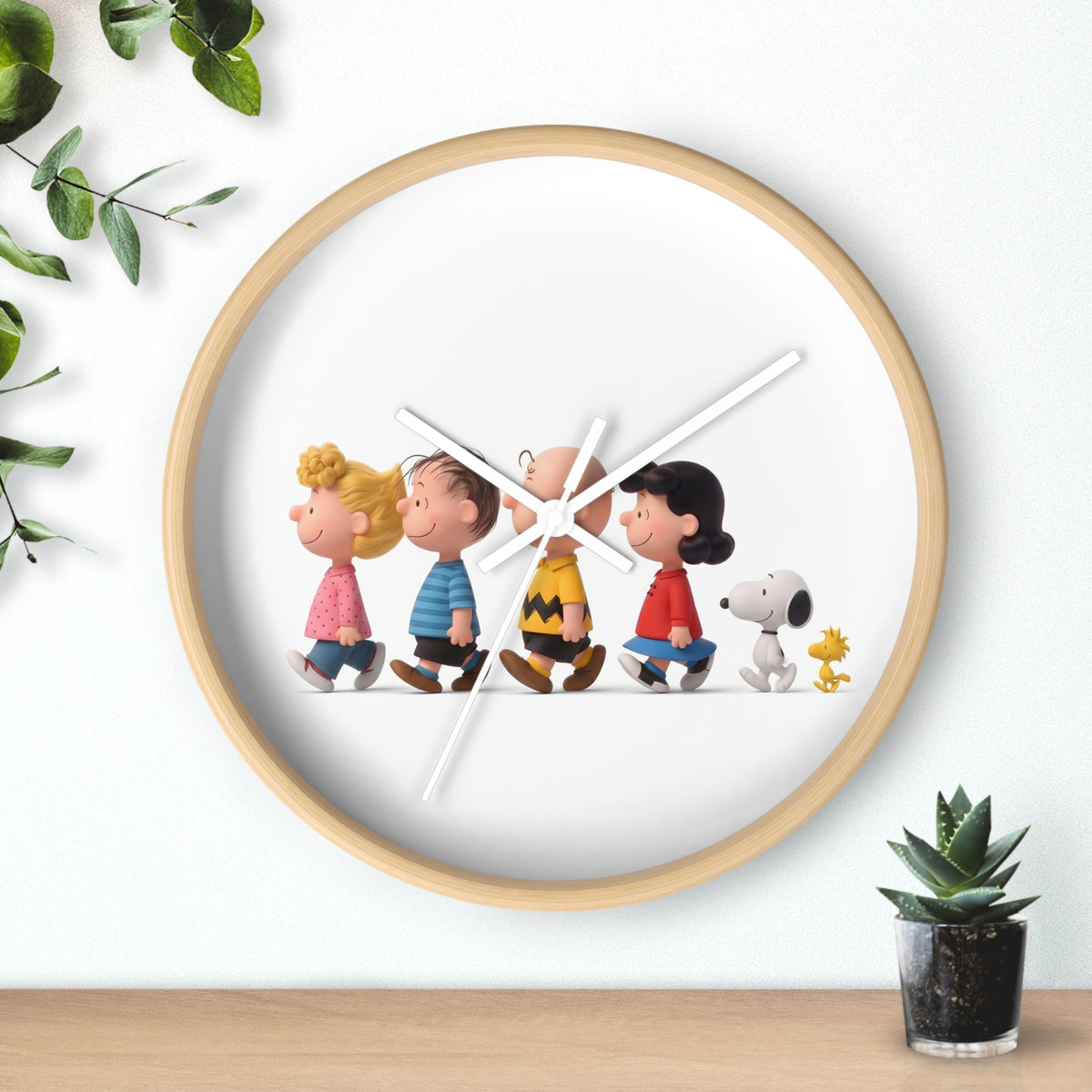 Nostalgic Cartoon Friends Wooden Wall Clock — Aesthetic Home & Nursery Decor