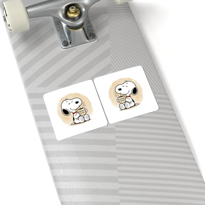 Comic Pup Coffee Kiss-Cut Sticker Set – Cute Laptop & Planner Decals (Coffee First)