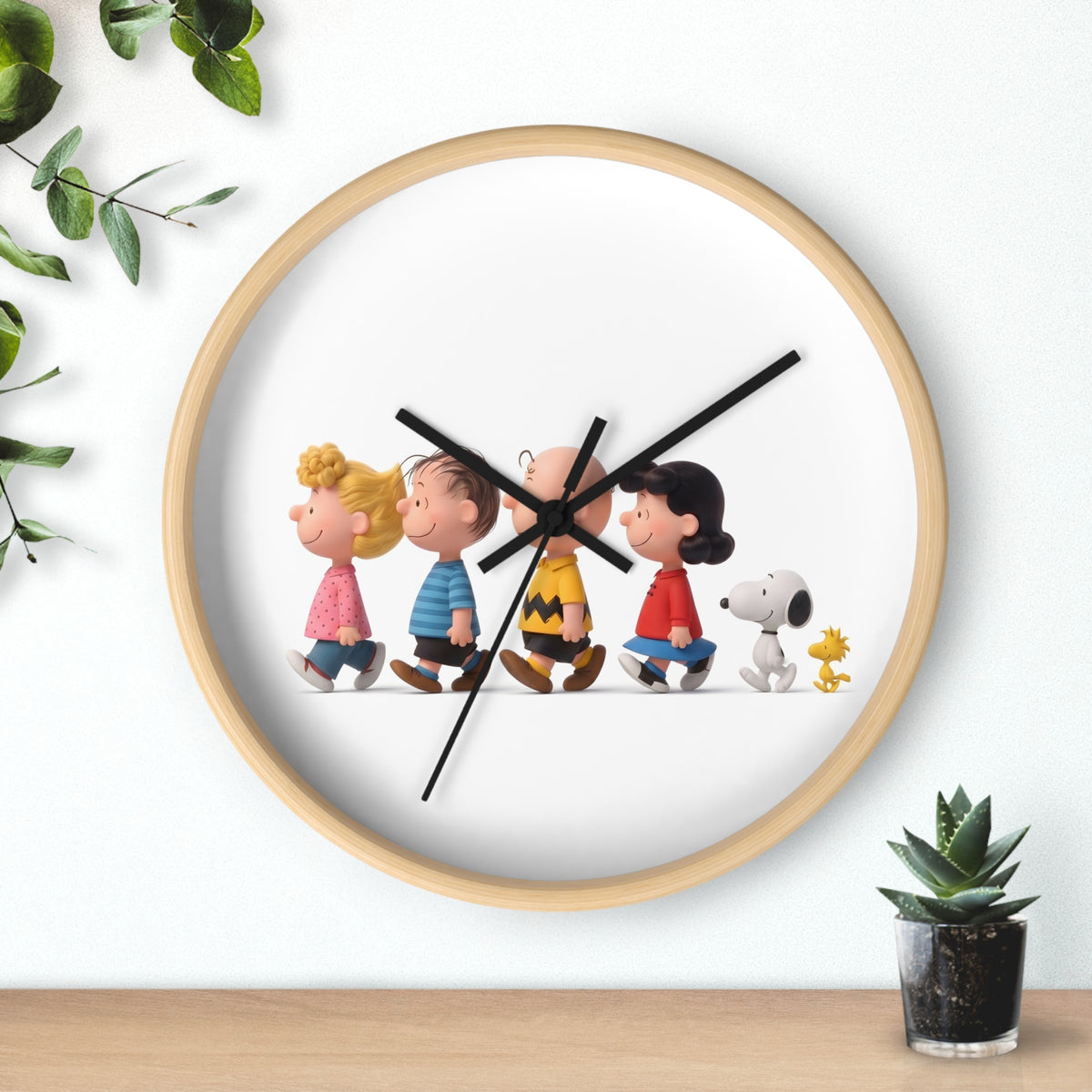 Nostalgic Cartoon Friends Wooden Wall Clock — Aesthetic Home & Nursery Decor