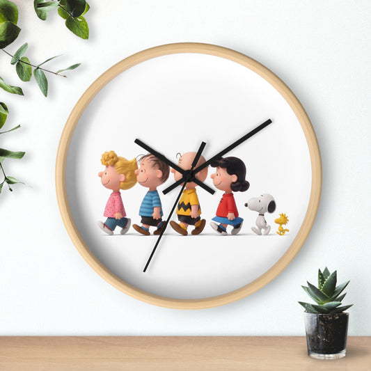 Nostalgic Cartoon Friends Wooden Wall Clock — Aesthetic Home & Nursery Decor