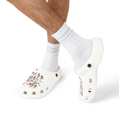 Cartoon Faces EVA Clogs — All-Over Print Casual Slip-On Shoes