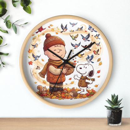 Peanuts Charlie Brown & Snoopy Autumn Wall Clock