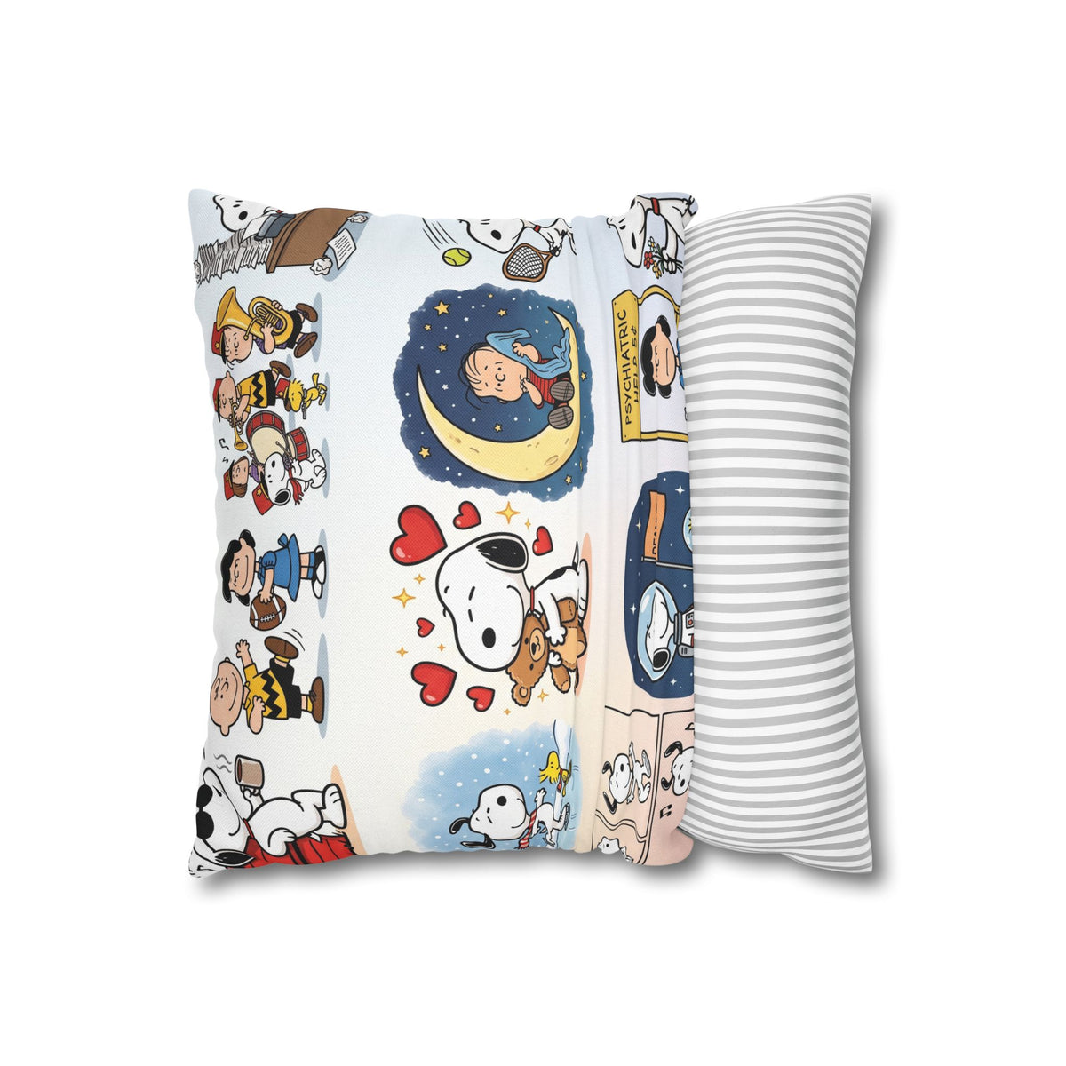 Vintage Comic Strip Throw Pillow - Cute Cartoon Characters Allover Print