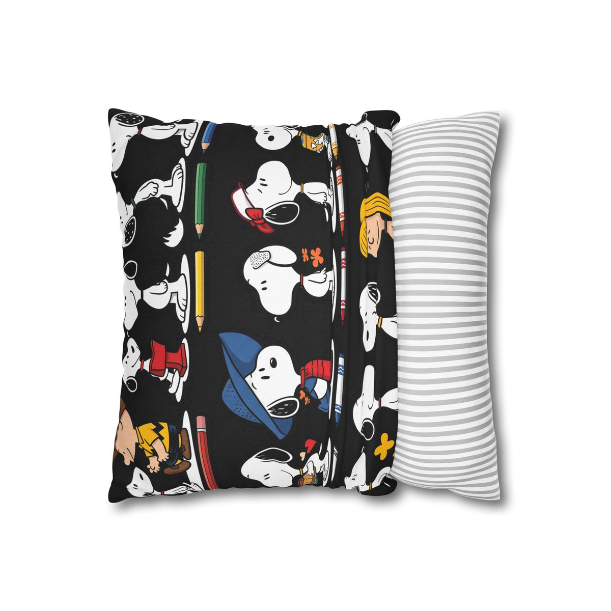 Retro Cartoon Character Throw Pillowcase — Patterned Square Pillow Cover