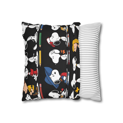 Retro Cartoon Character Throw Pillowcase — Patterned Square Pillow Cover