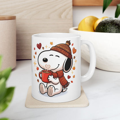 Cute Fall Bunny Coffee Mug – Autumn Leaves & Cozy Cup (11oz/15oz)