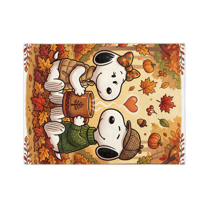 Autumn  Couple Blanket — Cozy Fall Leaves Microfiber Throw