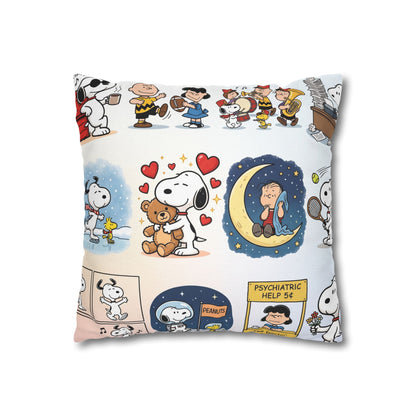Vintage Comic Strip Throw Pillow - Cute Cartoon Characters Allover Print