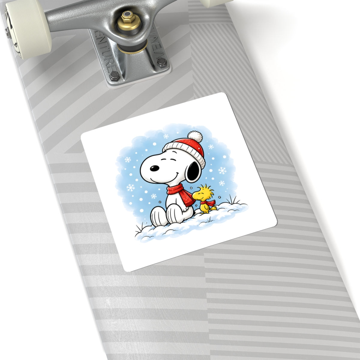 Winter Kiss-Cut Sticker — Holiday Snow Scene Comic Pup Laptop Decal
