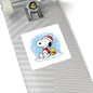 Winter Kiss-Cut Sticker — Holiday Snow Scene Comic Pup Laptop Decal