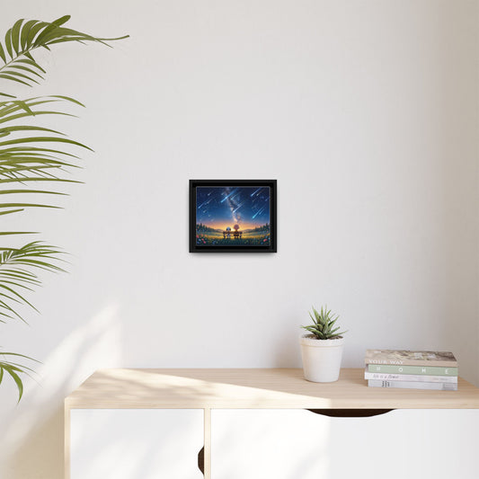 Framed Canvas Art - Romantic Starfall Bench Scene