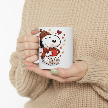 Cute Fall Bunny Coffee Mug – Autumn Leaves & Cozy Cup (11oz/15oz)