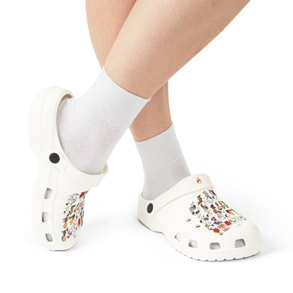 Cartoon Faces EVA Clogs — All-Over Print Casual Slip-On Shoes