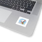 Winter Kiss-Cut Sticker — Holiday Snow Scene Comic Pup Laptop Decal