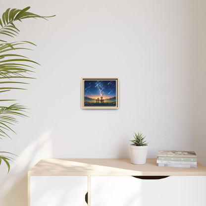 Framed Canvas Art - Romantic Starfall Bench Scene