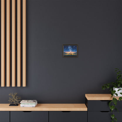 Framed Canvas Art - Romantic Starfall Bench Scene