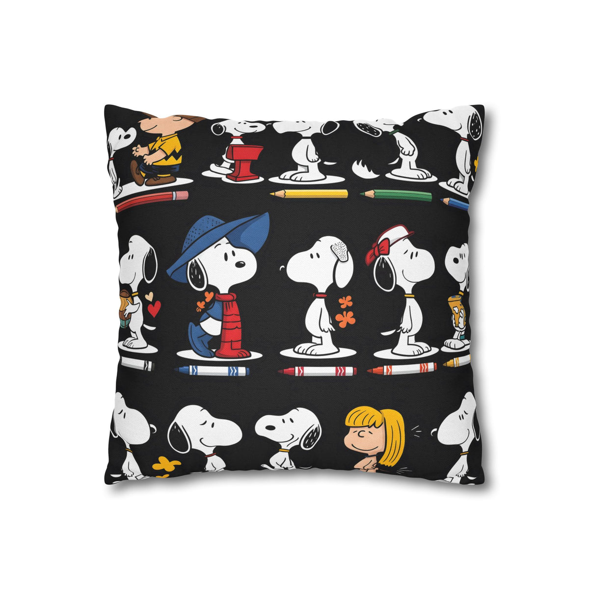 Retro Cartoon Character Throw Pillowcase — Patterned Square Pillow Cover