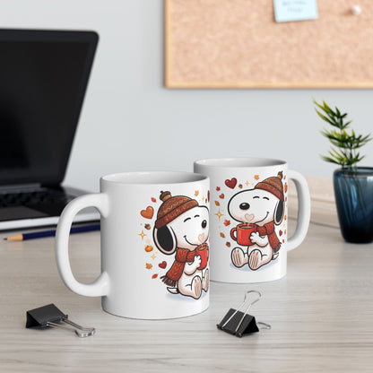 Cute Fall Bunny Coffee Mug – Autumn Leaves & Cozy Cup (11oz/15oz)