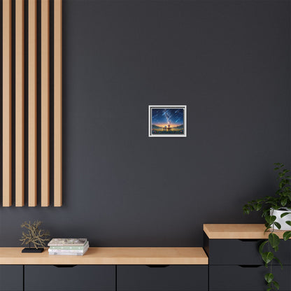 Framed Canvas Art - Romantic Starfall Bench Scene