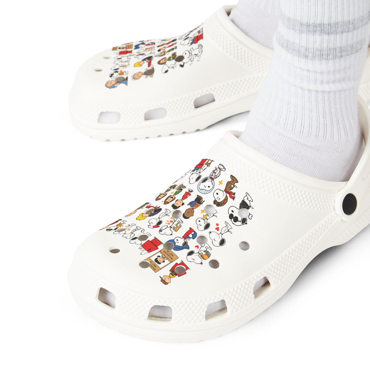 Cartoon Faces EVA Clogs — All-Over Print Casual Slip-On Shoes
