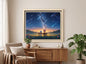 Framed Canvas Art - Romantic Starfall Bench Scene