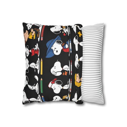 Retro Cartoon Character Throw Pillowcase — Patterned Square Pillow Cover