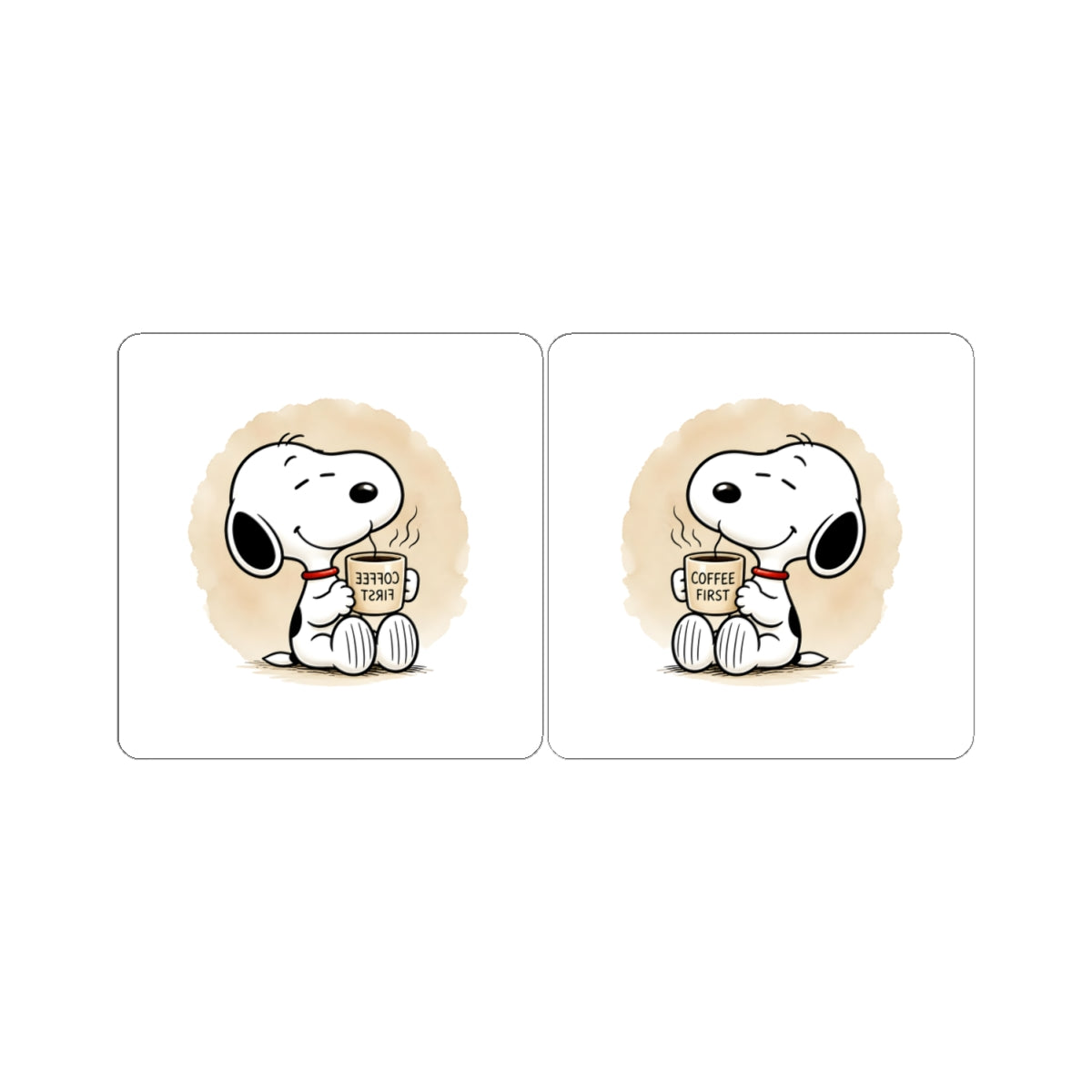Comic Pup Coffee Kiss-Cut Sticker Set – Cute Laptop & Planner Decals (Coffee First)