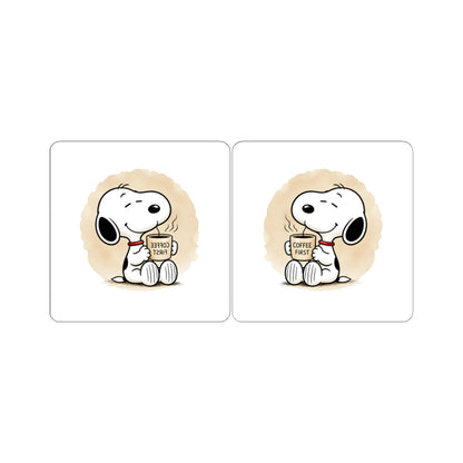 Comic Pup Coffee Kiss-Cut Sticker Set – Cute Laptop & Planner Decals (Coffee First)