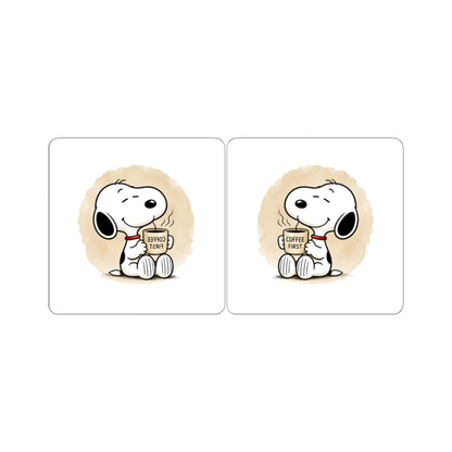 Comic Pup Coffee Kiss-Cut Sticker Set – Cute Laptop & Planner Decals (Coffee First)