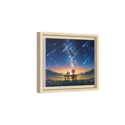 Framed Canvas Art - Romantic Starfall Bench Scene