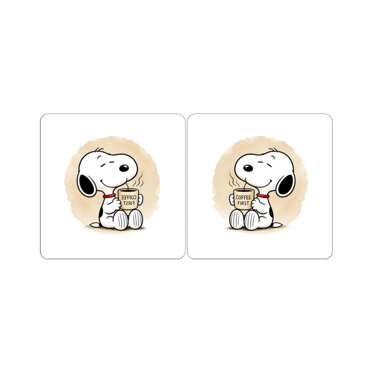 Comic Pup Coffee Kiss-Cut Sticker Set – Cute Laptop & Planner Decals (Coffee First)