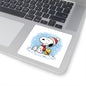 Winter Kiss-Cut Sticker — Holiday Snow Scene Comic Pup Laptop Decal