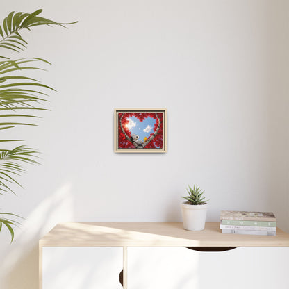 Romantic Heart Tree Framed Canvas — Red Autumn Comic Pup Wall Art