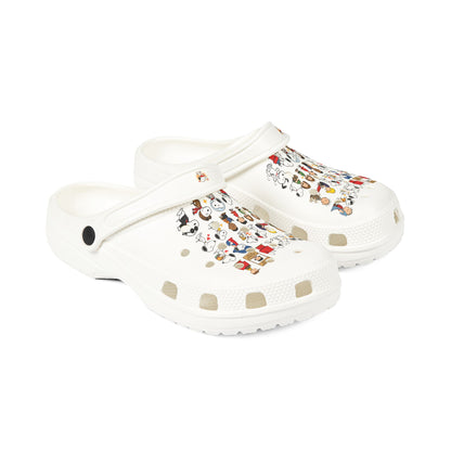 Cartoon Faces EVA Clogs — All-Over Print Casual Slip-On Shoes