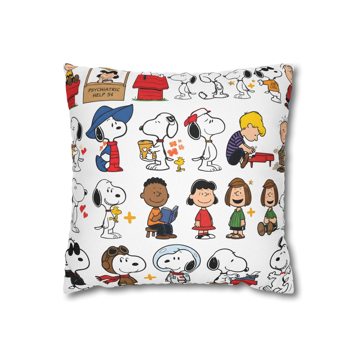 Vintage Comic Strip Throw Pillow - Cute Cartoon Characters Allover Print