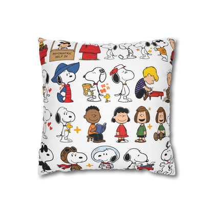 Vintage Comic Strip Throw Pillow - Cute Cartoon Characters Allover Print