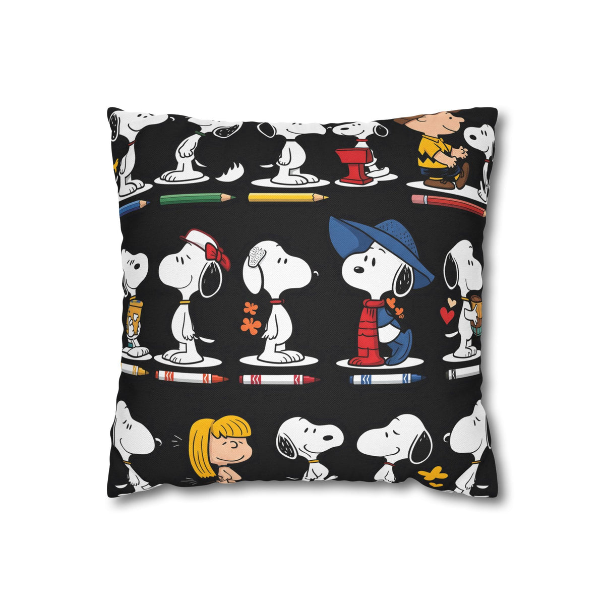 Retro Cartoon Character Throw Pillowcase — Patterned Square Pillow Cover