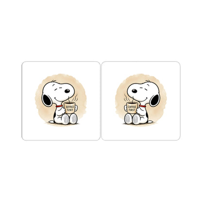 Comic Pup Coffee Kiss-Cut Sticker Set – Cute Laptop & Planner Decals (Coffee First)
