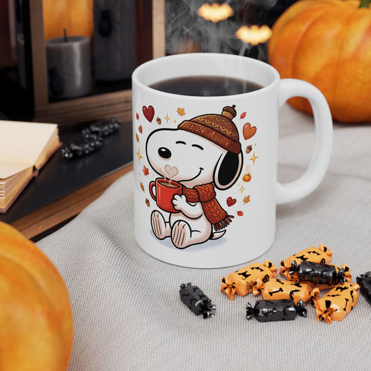 Cute Fall Bunny Coffee Mug – Autumn Leaves & Cozy Cup (11oz/15oz)