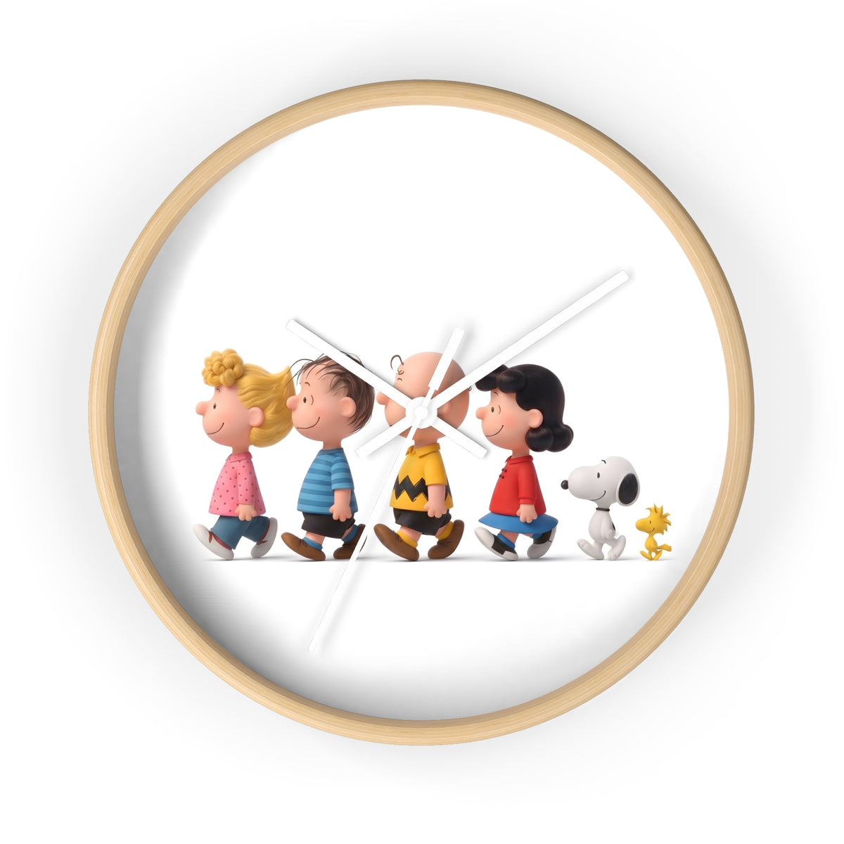 Nostalgic Cartoon Friends Wooden Wall Clock — Aesthetic Home & Nursery Decor