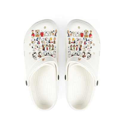 Cartoon Faces EVA Clogs — All-Over Print Casual Slip-On Shoes