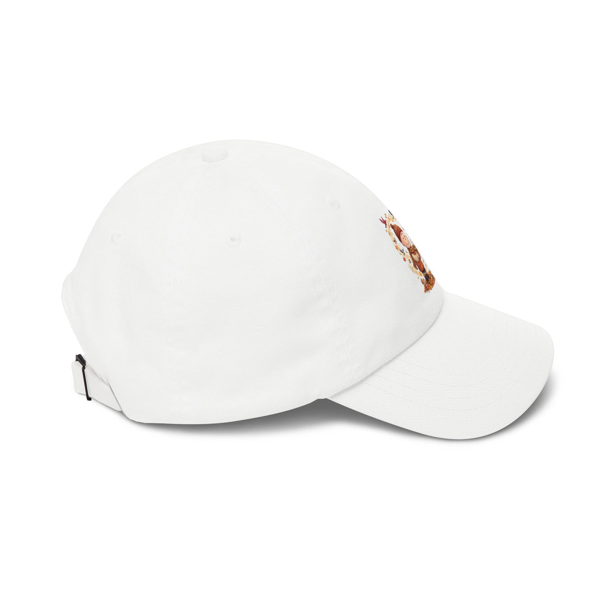 Nostalgic Comic Pup White Dad Cap — Classic Cotton Baseball Hat